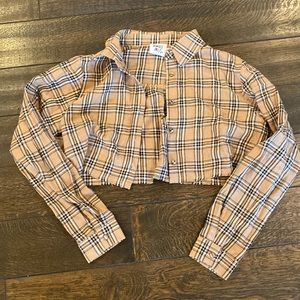Princess Polly sz 4 Long sleeve crop flannel button down.